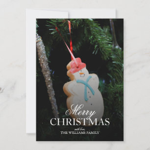 Closeup of Snowman Holiday ornament Card