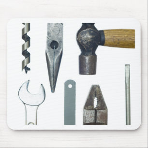 Closeup of work tools mouse pad