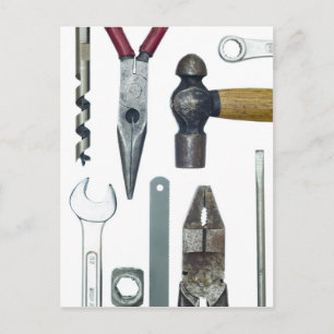 Closeup of work tools postcard