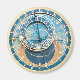 Closeup on Prague Astronomical Clock, Czech R. Magnet