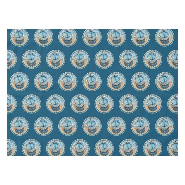 Closeup on Prague Astronomical Clock, Czech R. Tablecloth (Front (Horizontal))