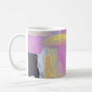 Closeup photo multicolored painting coffee mug