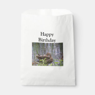 Closeup photo of a duck favour bag