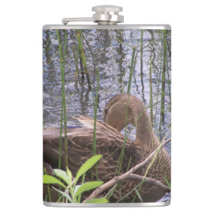 Closeup photo of a duck hip flask