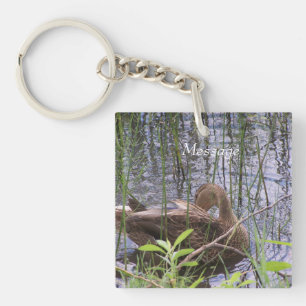 Closeup photo of a duck key ring