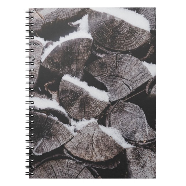 Closeup photo of firewood stack notebook (Front)