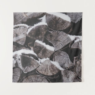 Closeup photo of firewood stack tapestry