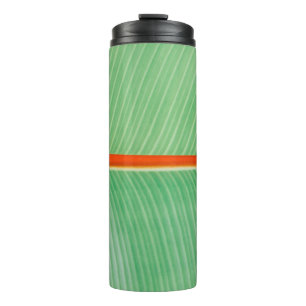 Closeup photo of green leaf thermal tumbler