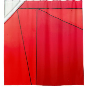 Closeup photo of red board shower curtain