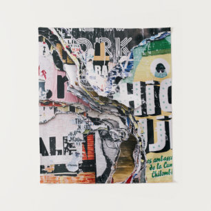 Closeup photo of torn papers tapestry