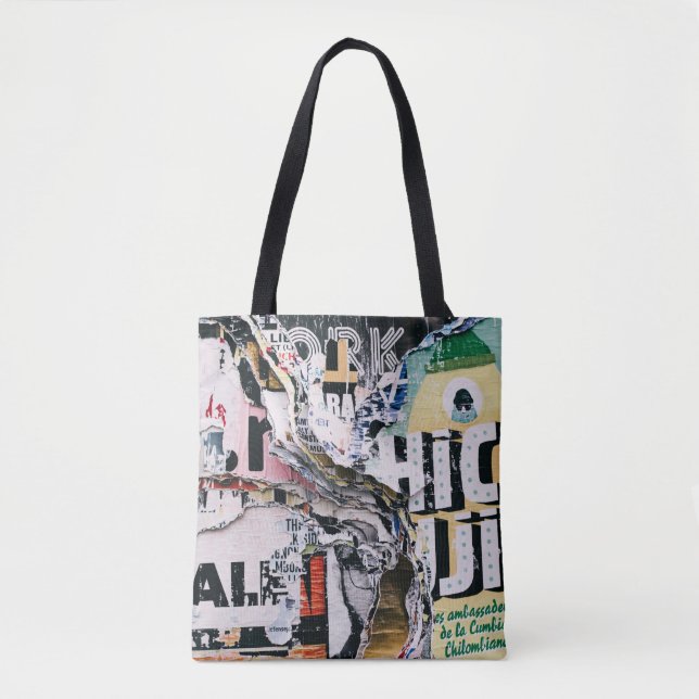 Closeup photo of torn papers tote bag (Front)