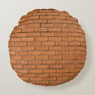 Closeup photography of brown brick wall round cushion