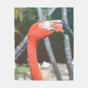 Closeup photography of red long-neck bird fleece blanket