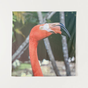 Closeup photography of red long-neck bird tapestry