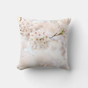 CLOSEUP PHOTOGRAPHY WHITE CHERRY BLOSSOMS CUSHION
