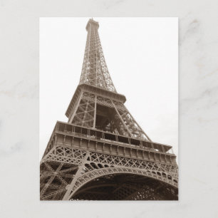 Closeup Sepia Eiffel Tower Love Paris Europe Postcard