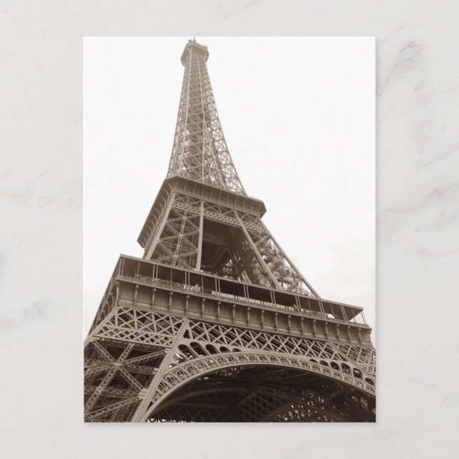Closeup Sepia Eiffel Tower Love Paris Europe Postcard (Front)