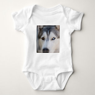 Closeup Stoic Gaze of an Alaskan Malamute Baby Bodysuit