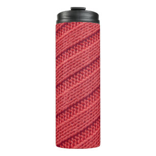 Closeup stripy crochet texture. thermal tumbler