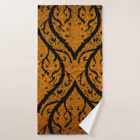Closeup Thai pattern carving lotus picture at door
