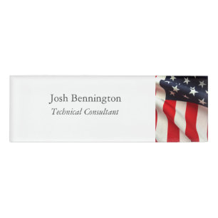 Closeup USA flag Name Tag