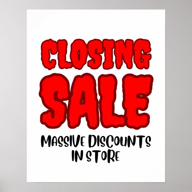 Closing Sale Sign, Retail Store Signage, Boutique Poster (Front)