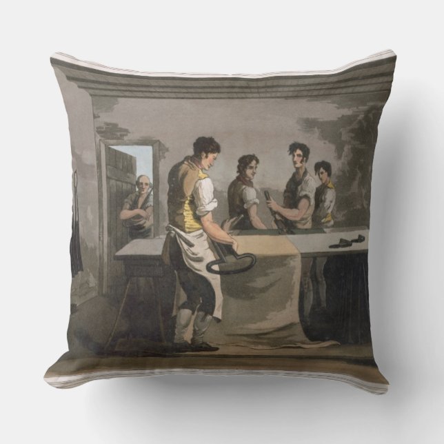 Cloth Dressers, from `Costume of Yorkshire' engrav Cushion (Front)