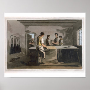 Cloth Dressers, from `Costume of Yorkshire' engrav Poster
