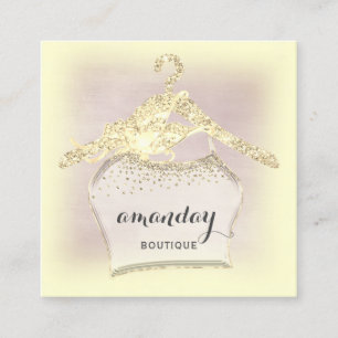 Cloth Hanger Dress Fashion Shop Gold Diamond Square Business Card