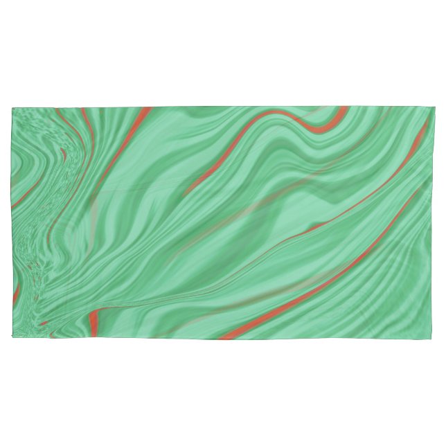 Cloth in curves with light mint green tones pillowcase (Front-Left)