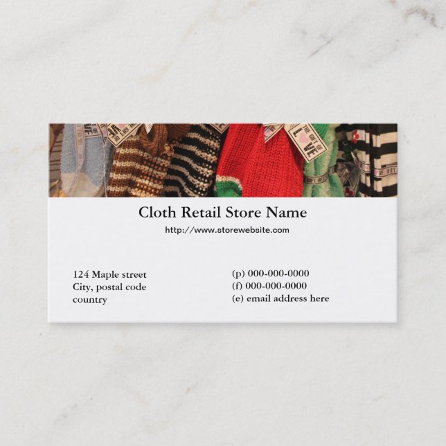 cloth retail store business card (Front)