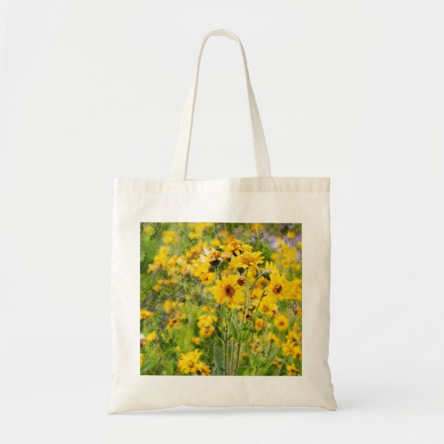 Cloth shopping bag with yellow flowers (Front)