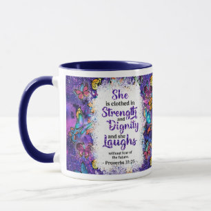Clothed in strength and dignity mug