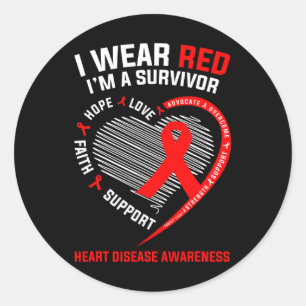 Clothes Apparel Gifts Red Survivor Heart Disease A Classic Round Sticker