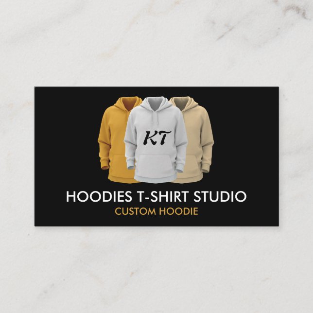 Clothes Apparel Sweatshirt Custom Monogram Hoodies Business Card (Front)