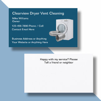 Clothes Dryer Vent Cleaning Home Services Business Card