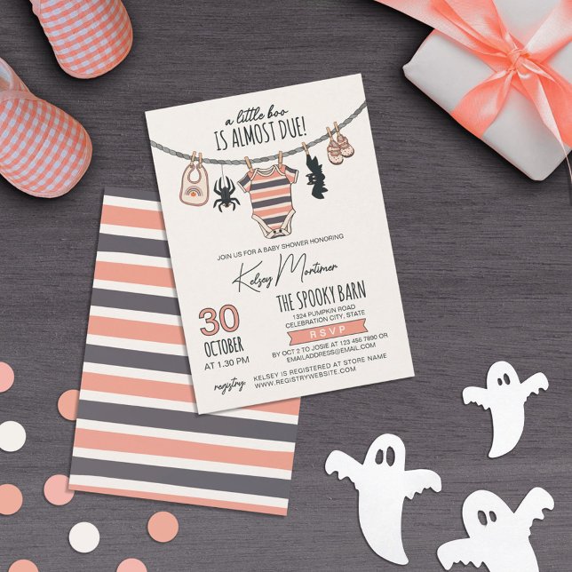 Clothes Line A Little Boo Pink Girl Halloween Invitation (Creator Uploaded)