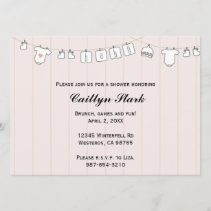 Clothes Line Baby Shower Customise Invitation