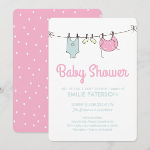 Clothes Line Baby Shower Invitation
