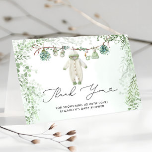 Clothes Line Eucalyptus Baby Shower Thank You Card