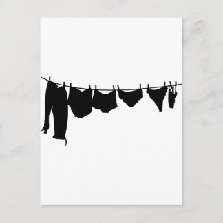 Clothes line silhouette postcard