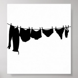 Clothes line silhouette poster