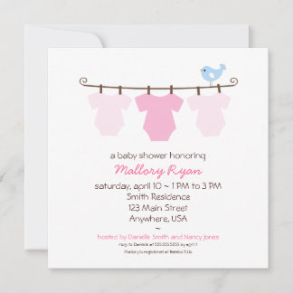 Clothesline Baby Shower Invitation