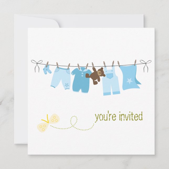 Clothesline Baby Shower Invitations (Front)