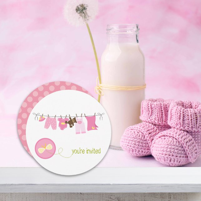 Clothesline Baby Shower Invitations {Pink} (Creator Uploaded)