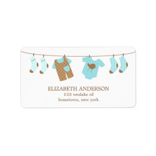 Clothesline Baby Shower Labels