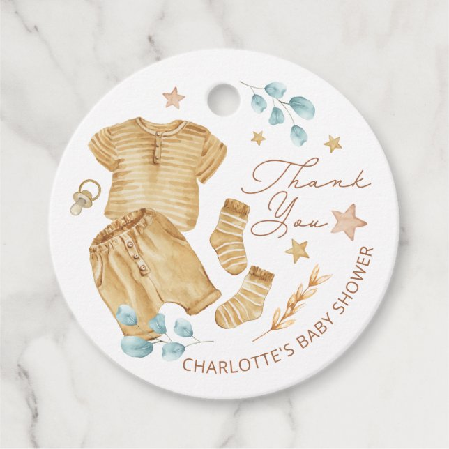 Clothesline Baby Shower Thank You Tags (Front)