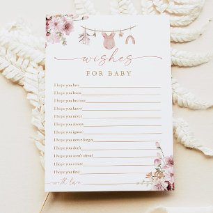 Clothesline Baby Shower Wishes for Baby Game Card