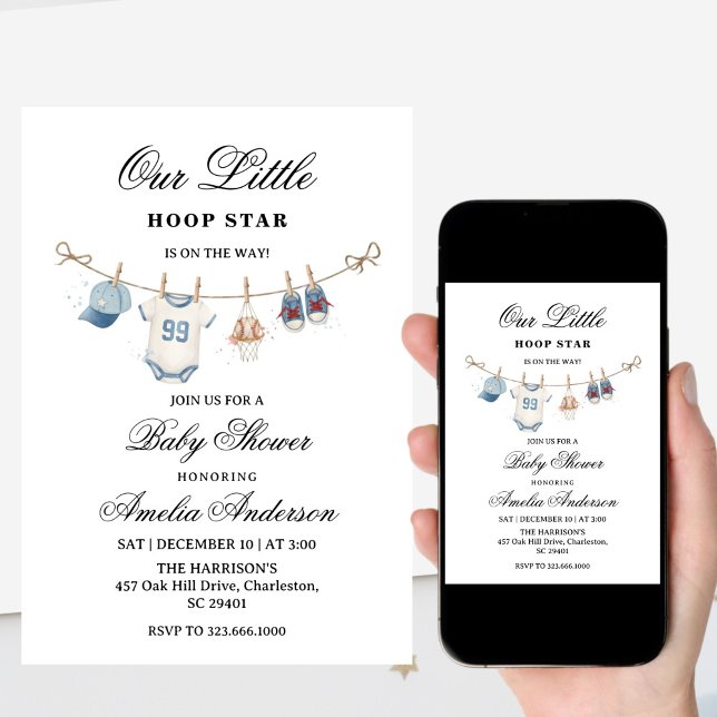 Clothesline baseball baby shower invitation  (Creator Uploaded)