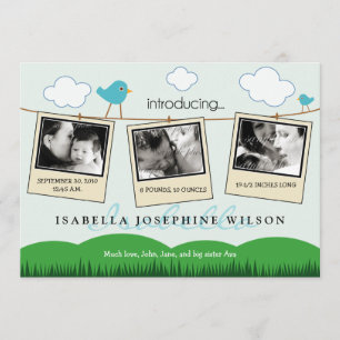 Clothesline Birth Announcement (blue)